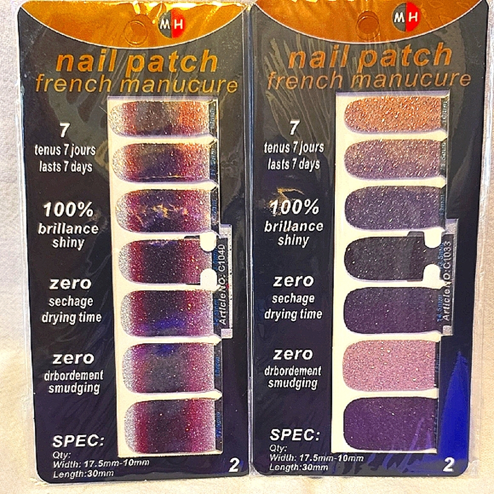 Purple Glitter Nail Patch Set